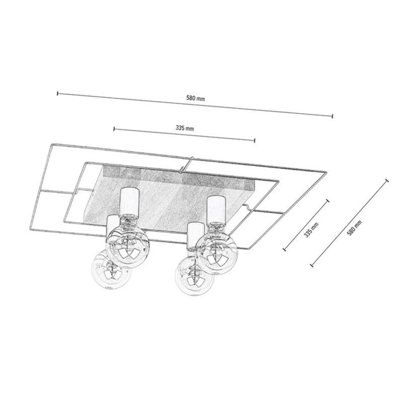 ENVOSTAR BRIDGE PLAFONNIER, 4 LAMPES, CARRÉ