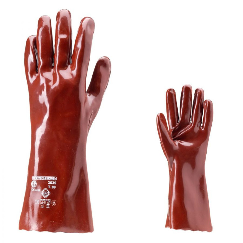 Gants pvc longue manchette pvc 35cm rouge taille 10_0