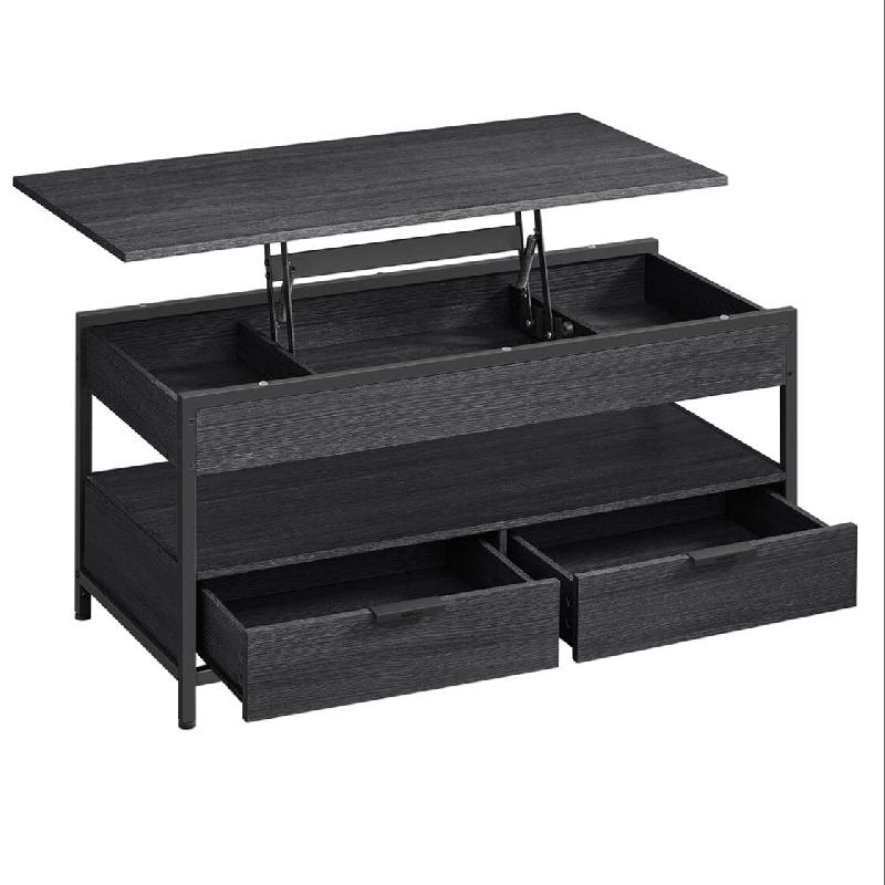 Helloshop26 - Table basse salon avec plateau 50 x 100 cm relevable tiroirs de rangement avec rangement ouvert et compartiment caché 12_0007479 - 3000_0