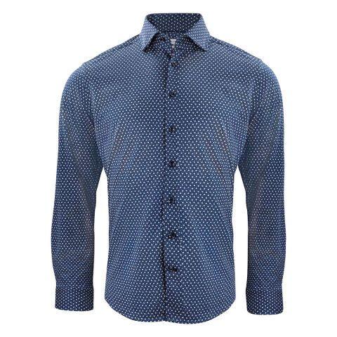 J.HARVEST & FROST IB131 PIQUE KNIT CHEMISE REGULAR FIT HOMMES IMPRIMÉ MARINE - TAILLE L