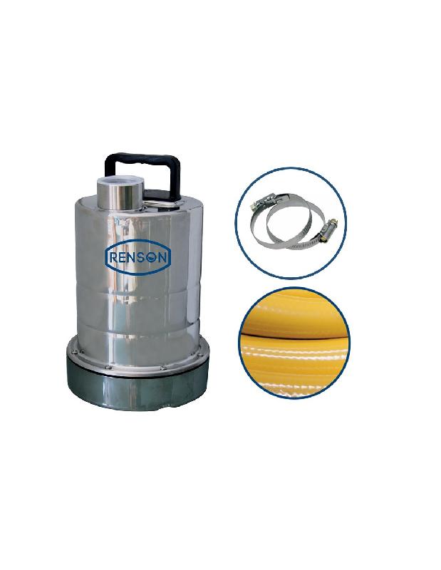 POMPE SERPILLÈRE 0,25KW INOX 2MM + TUYAU REFOULEMENT + RACCORDS - RENSON - 164034