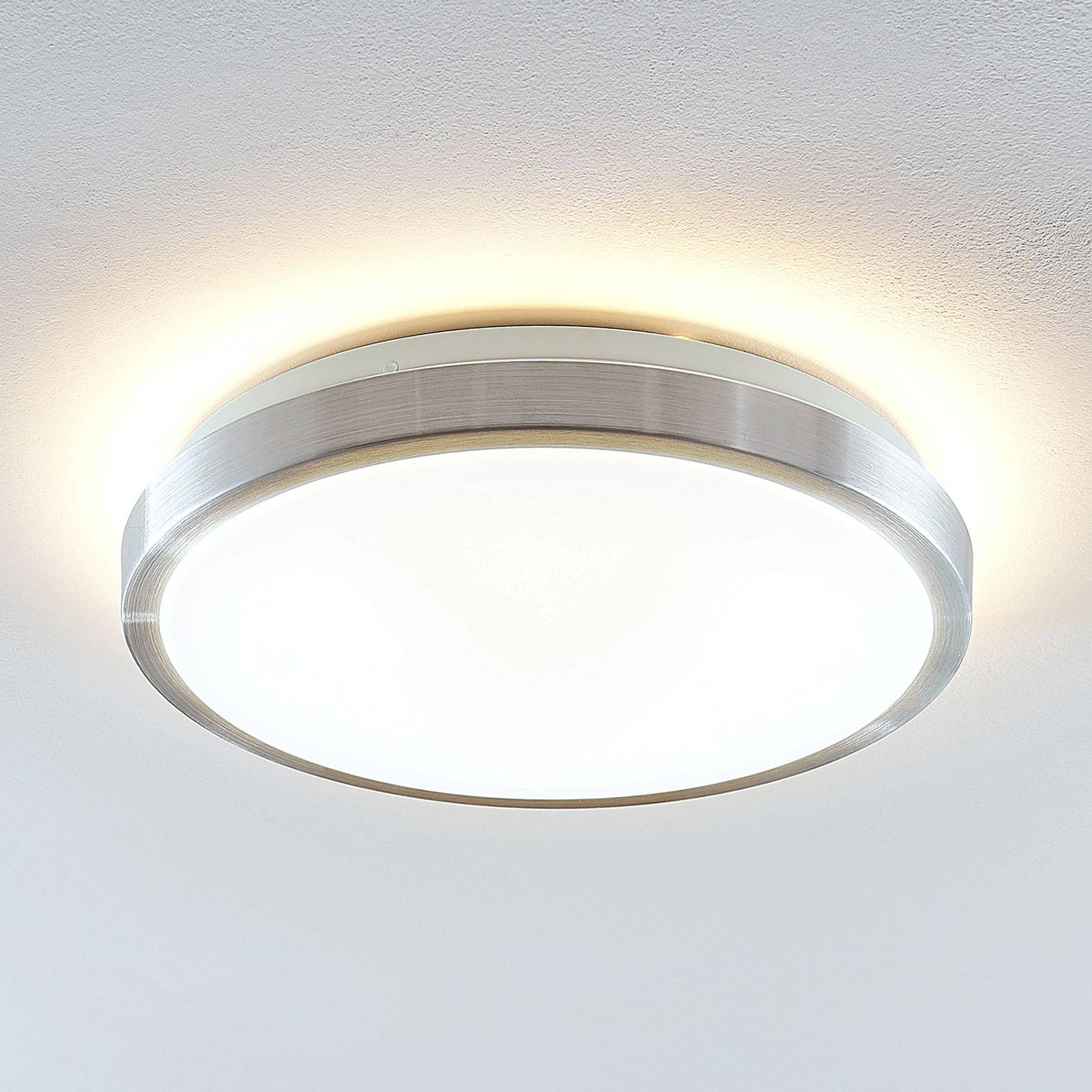 PLAFONNIER LED EMELIE DE LINDBY, Ø 35 CM, COULEUR ALUMINIUM, MÉTAL