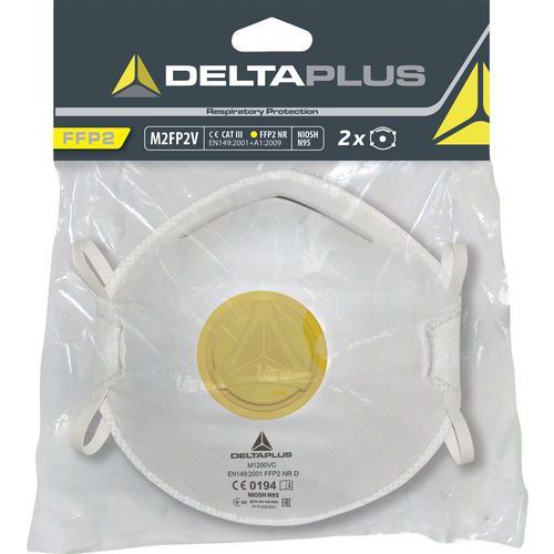 LOT DE 10 MASQUES PLIABLES FFP3 V+P AVEC VALVE - DELTAPLUS