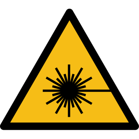 LOT DE 3 - SIGNALÉTIQUE DE DANGER - RAYONNEMENT LASER - W004 - ISO 7010 VINYLE SOUPLE AUTOCOLLANT 200 MM