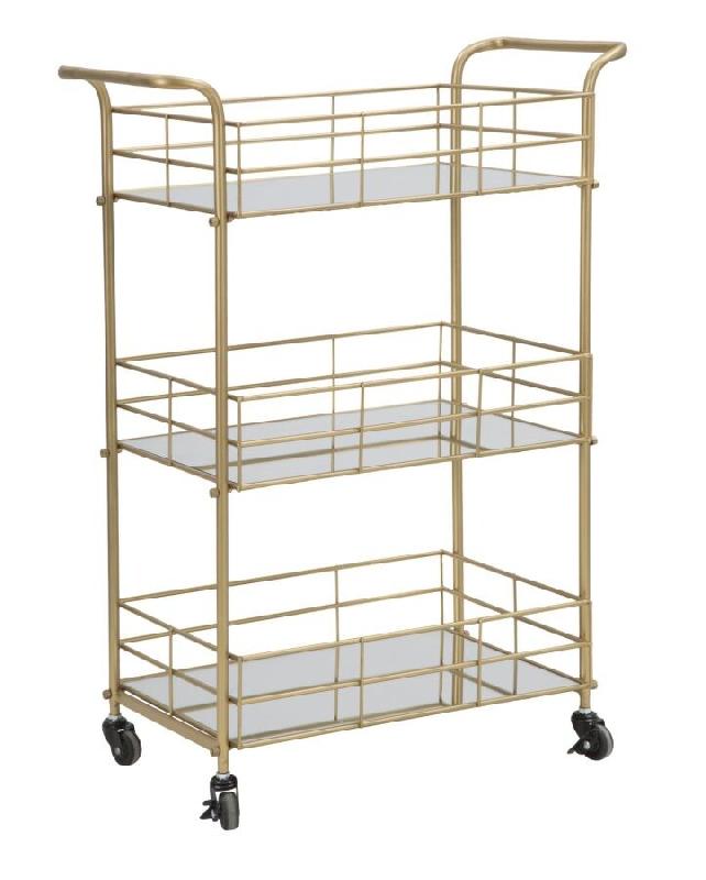 Mauro Ferretti Chariot Glam Ret. En Métal Doré Avec 3 Étagères Miroir, 60 X 30,5 X 80 Cm - Accessoire De Mobilier Design - doré métal 1420650000_0