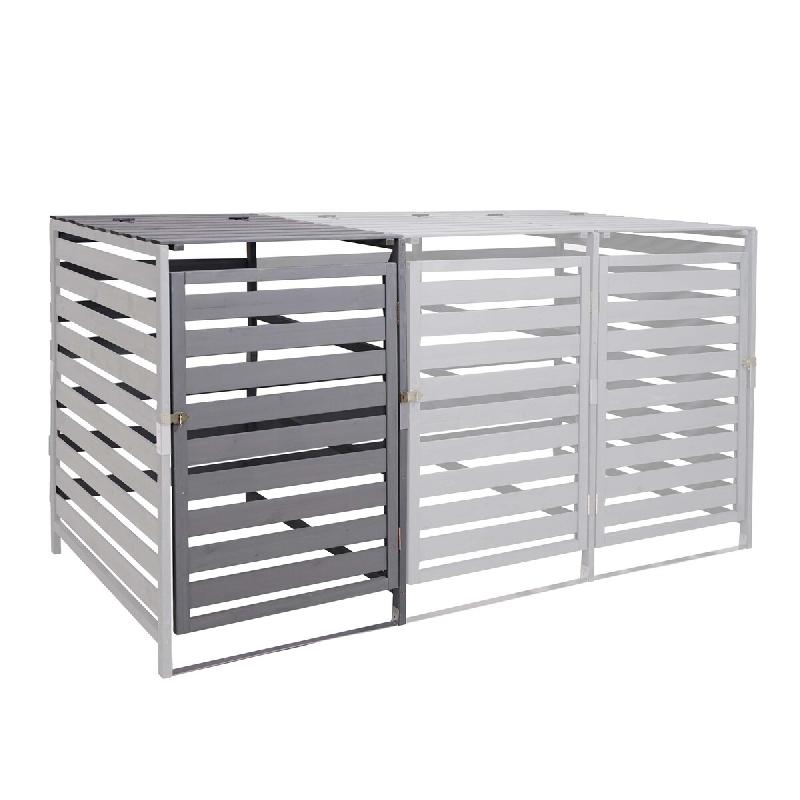 Mendler XL Habillage de poubelle pour 1/2 personnes Extension HWC-H62, Box pour poubelles, 114x67x97cm bois massif ~ gris clair - gris Bois massif 737_0