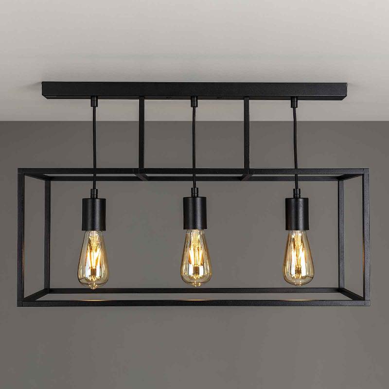 MORETTI LUCE PLAFONNIER CUBIC³ 3384, À 3 LAMPES, NOIR