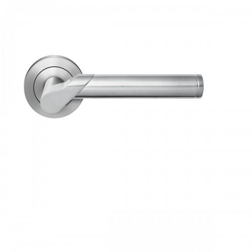 POIGNÉES DE PORTE SUR ROSACES RONDES R38 STARLIGHT - NICKEL SATINÉ - BEC-DE-CANE KARCHER DESIGN