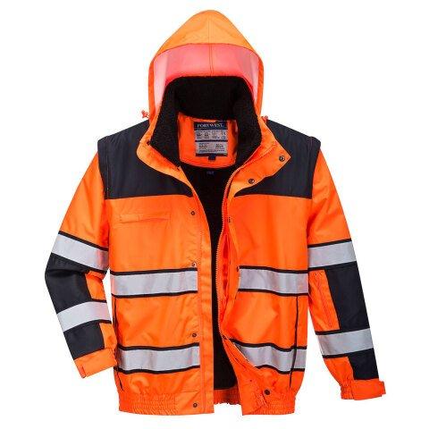 PORTWEST C466 BLOUSON HIVIS 3 EN 1 ORANGE/NOIR - TAILLE 4XL
