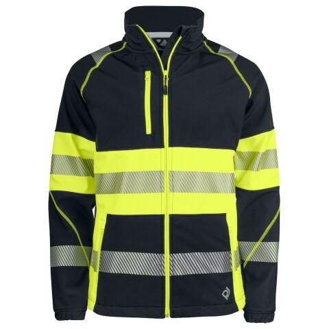 PROJOB 6443 SOFTSHELL DEPERLANTE - EN ISO 20471 CLASSE 1 JAUNE/NOIR - TAILLE XS