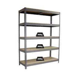 PROREGAL Étagère pour charges lourdes BIG WOOD YETI FIVE | HxLxP 200x150x60cm | Charge du compartiment 400kg | Galvanisé - gris métal PR_RS21-13_0