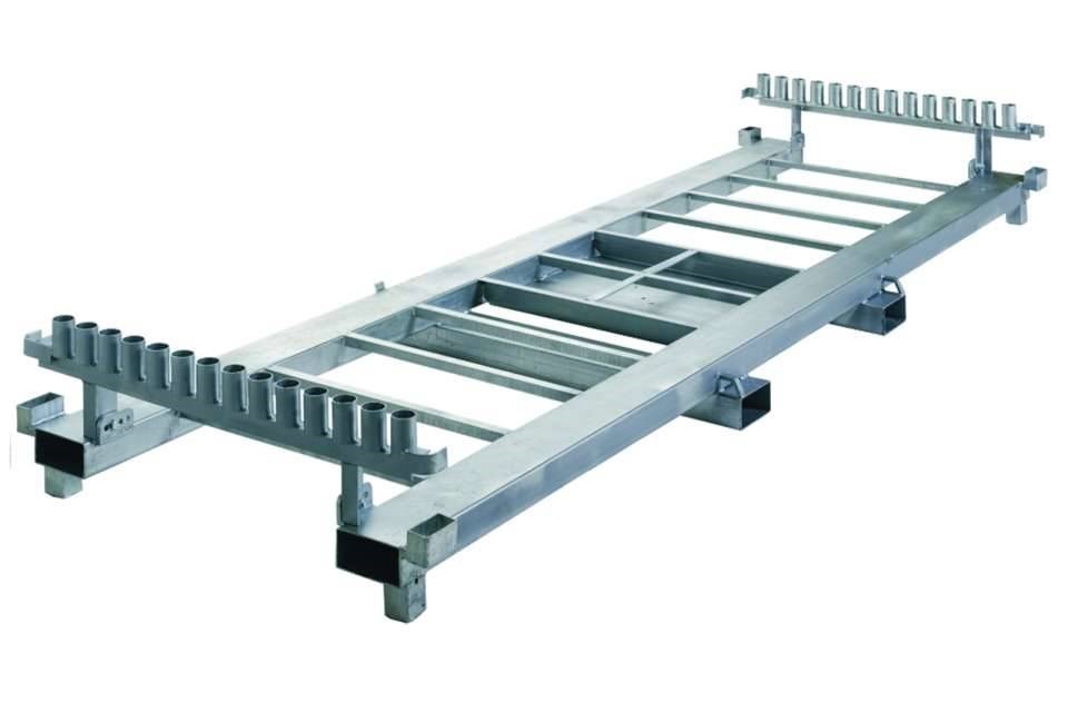 Rack de rangement spécial clôtures vertical - stockage jusqu'à 25 clôtures avec prise fourche et élingue_0