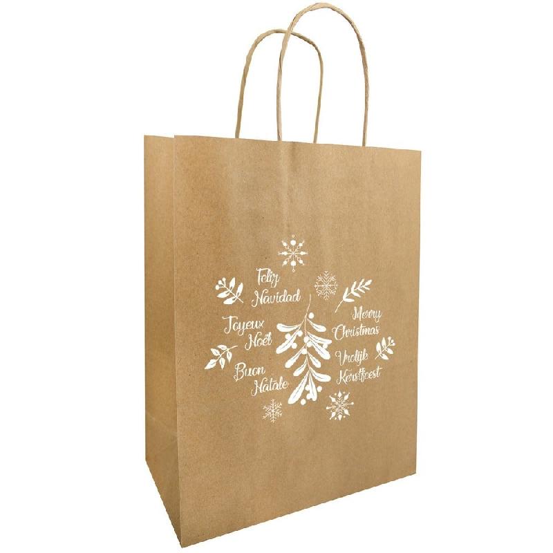 Sac kraft Ornement naturel et blanc 34x14X39.5cm - par 50_0