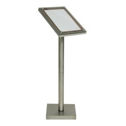 Securit® Présentoir à Menu Set - Noyer - Acier Inoxydable - Affiche 1xA4 - 17,4 kg - beige inox ECM-125-1A4WAL-COMP_0