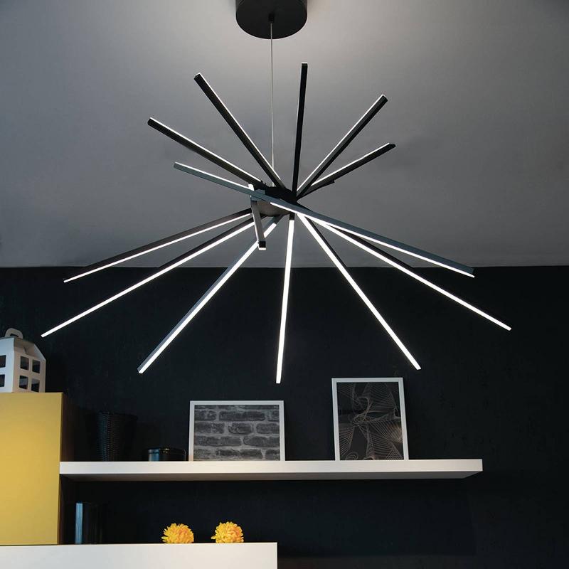 ECO-LIGHT SUSPENSION LED SHANGHAI À 8 LAMPES 3 000 K NOIRE