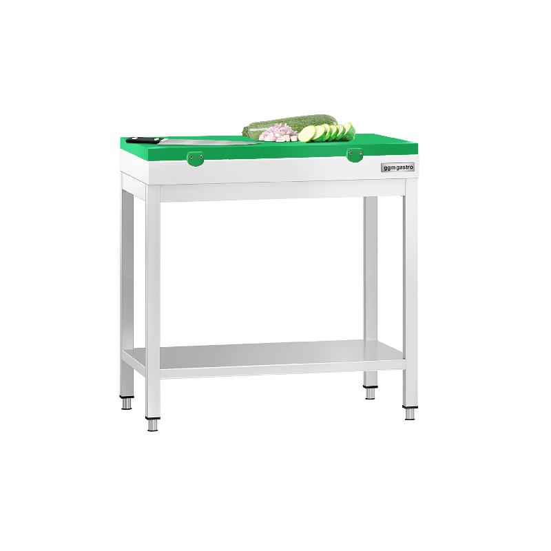 Table inox de découpe avec plan vert - Profondeur 700 mm | Ggm - 700_0
