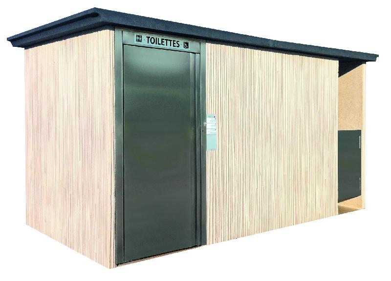 Toilette - réf. 2043 bis - finition bambou - cabine PMR avec 2 urinoirs et local technique_0