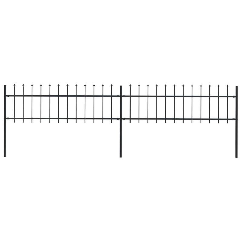 Vidaxl clôture de jardin avec dessus en lance acier 3,4 x 0,6 m noir 277594_0
