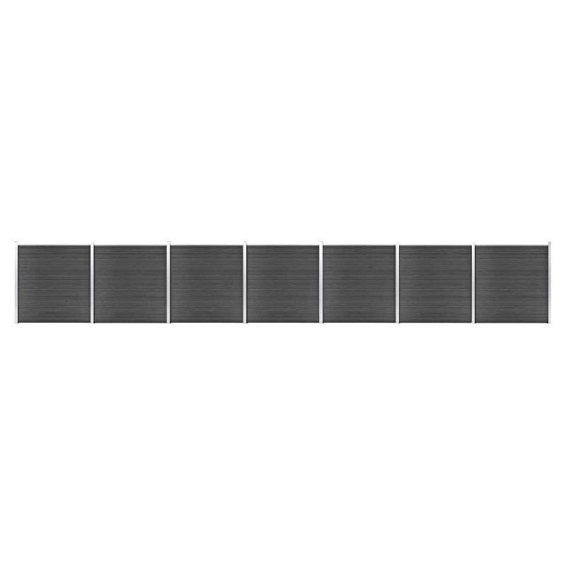 Vidaxl ensemble de panneau de clôture wpc 1218x186 cm noir 3070434_0