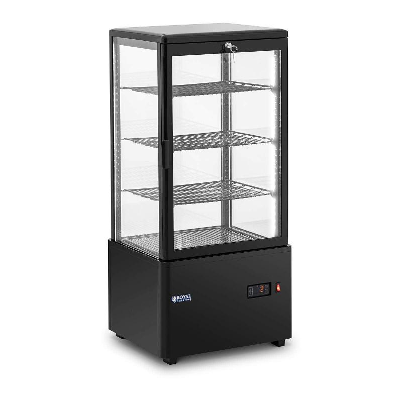 Vitrine réfrigérée 78 litres - 4 niveaux - verre trempé - porte verrouillable - plastique noir - réf. 14_0005390_0