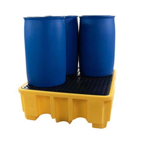 Bac de rétention multi fûts en plastique noir avec caillebotis - capacité 250L - surface antidérapante_0