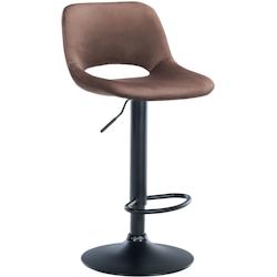 Décoshop26 - Tabouret de bar chaise haute x1 avec repose-pieds en velours marron piètement métallique noir 10_0004601 - marron 3000252193724_0