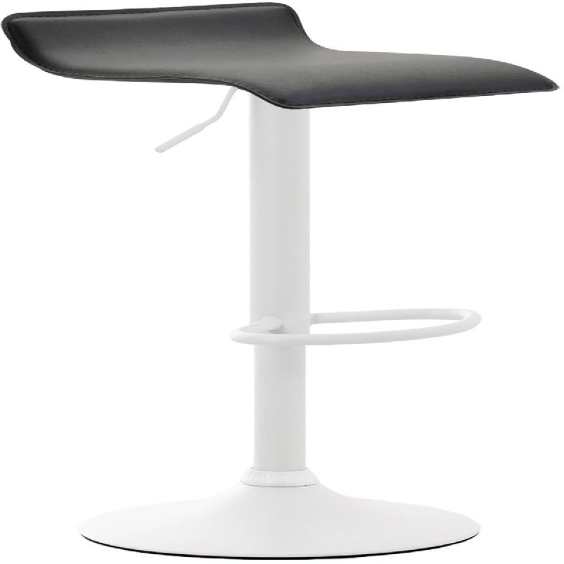 Décoshop26 - Tabouret de bar x1 design minimaliste hauteur réglable repose-pieds en PVC noir et métal blanc 10_0006037 - blanc métal 3000265353399_0