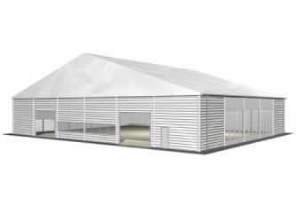 Entrepôt modulaire de stockage - structure en aluminium - toiture PVC thermo-gonflée - éclairage, aération et chauffage_0