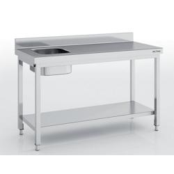 ERATOS Table Du Chef Profondeur 700 - Bac A Gauche - Avec Etagere - 1300X700X850 - Livree Demontee MCCD70-130IE - Acier inoxydable 18/10 MCCD70-130IE_0