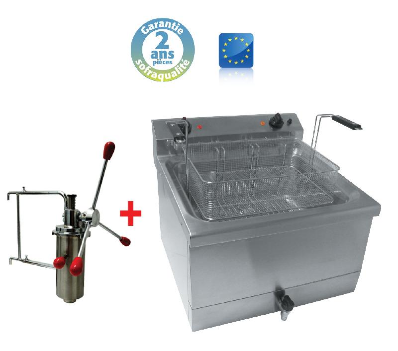 Friteuse électrique professionnelle 18L - 400V - 9000W avec doseur à chichis 13144CHI - Cuve inox - 2 embouts étoile_0