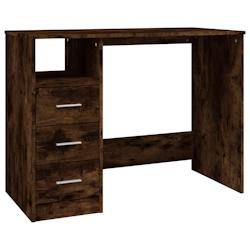 Helloshop26 - Bureau table poste de travail meuble d'ordinateur informatique étude avec tiroirs chêne fumé 102 x 50 x 76 cm bois 02_0023466 - 30002_0