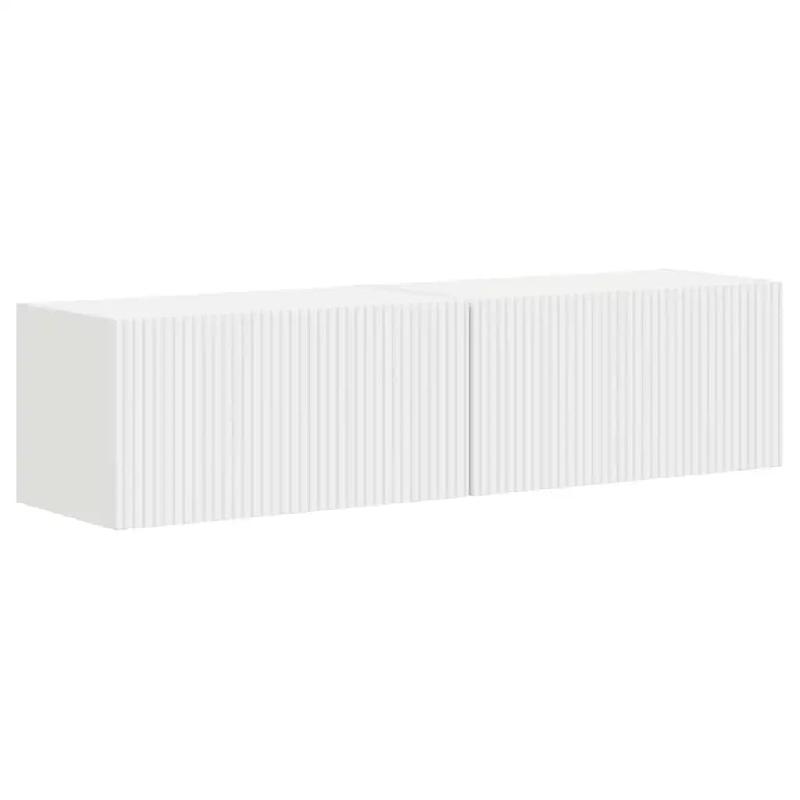 Helloshop26 - Meuble TV mural moderne avec 2 étagères pratique rangement 60 x 31 x 29 cm en bois d'ingénierie blanc 02_0054887 - blanc Bois massif_0
