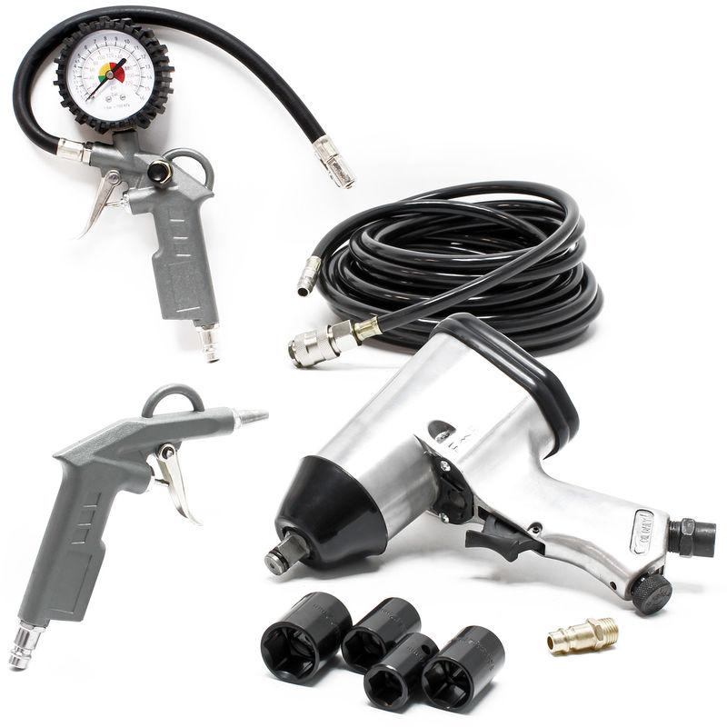 WILTEC KIT AIR COMPRIMÉ ÉCHANGE DE PNEUS PISTOLET SOUFFLEUR AIR COMPRIMÉ POUR COMPRESSEUR 8