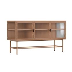 Oviala Business Buffet moderne 3 portes 120 cm en métal et verre marron - marron acier 113966_0