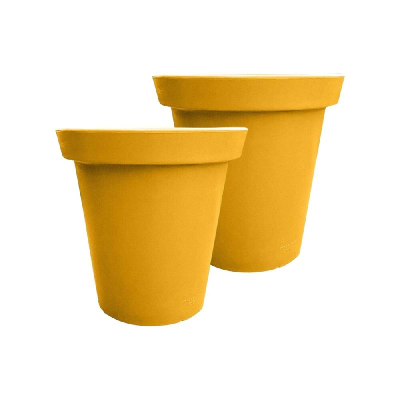 PLAST'UP ROTOMOULAGE Pot de fleurs rond xxl delight 420l- lot de 2 - JAUNE - jaune 0637962080605_0