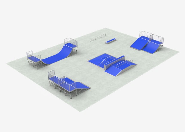 Rampe skate - Pack variante D - Aire 20x27m - Modules de skatepark préconfigurés_0