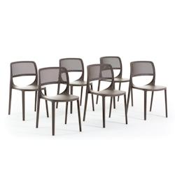 RATTATAN Set de 6 chaises en résine renforcée de fibre de verre, design classique, empilables pour extérieur, jardin, bar, restaurant, cuisine –_0