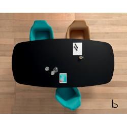 Table de réunion design Pigreco Up laquée noire - piètements chromés - Martex_0