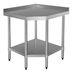 VOGUE Table Inox d'Angle avec Etagère Basse Profondeur 700 Acier inoxydable 900x700x960mm - 5050984403200_0