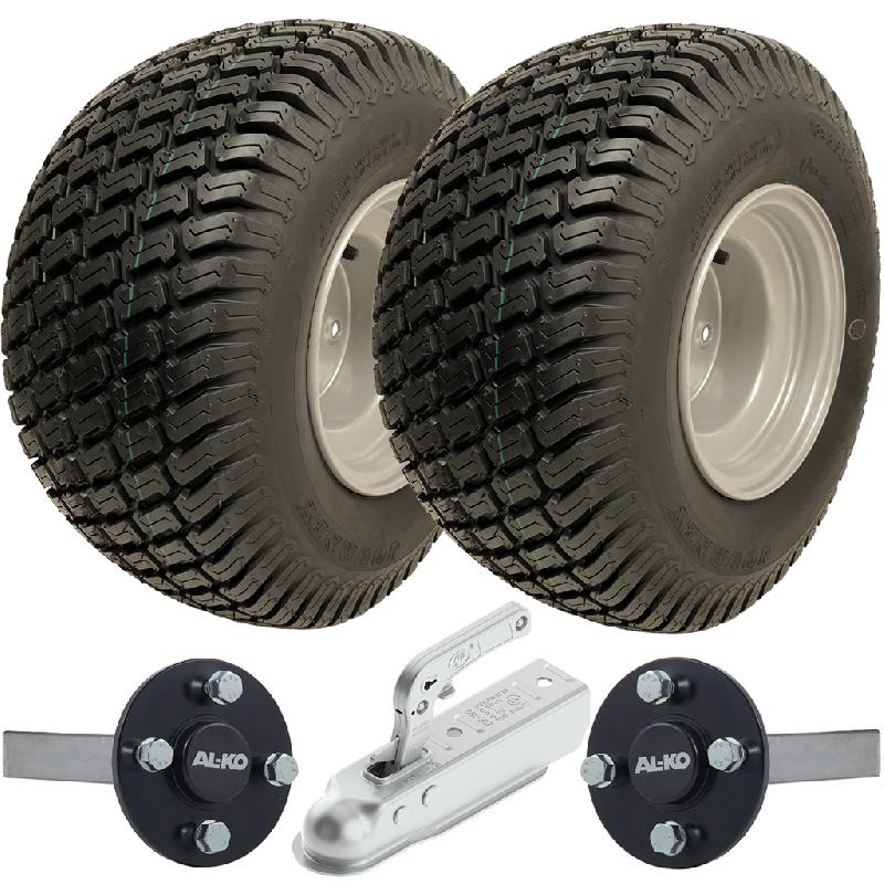 18x8.50-8 ATV Trailer Kit Wanda P332 Grass Wheels ALKO Stub Axles + Hitch 750kgs_0