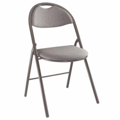 2 Chaises pliantes Super confort - Tissu non feu M1 Anthracite - Pieds métal Noir_0