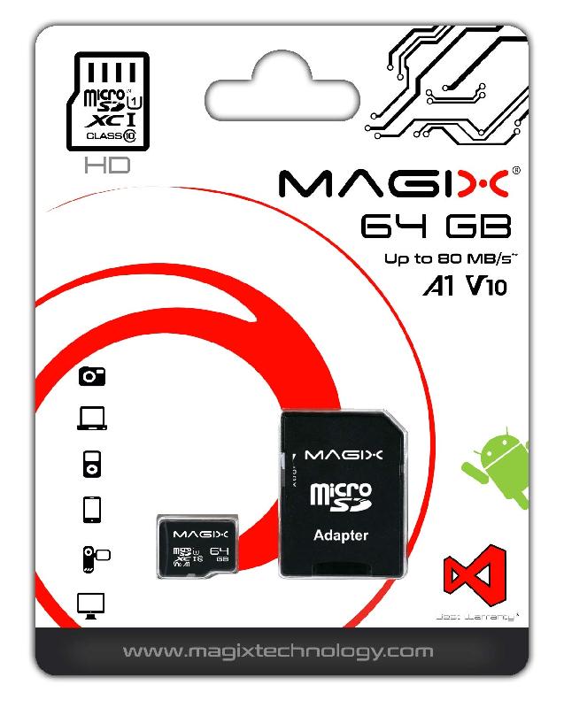 MICRO SD CARD MAGIX HD SERIES CLASS10 V10 + SD ADAPTER UP TO 80MB/S (6