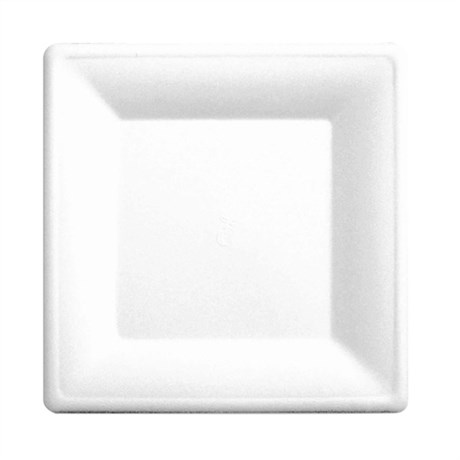 ASSIETTE CARRÉE BIONIC 20X20 CM CELLULOSE BLANC (VENDU PAR 500)