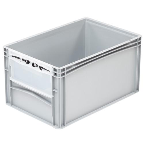 Bac de rangement avec ouverture Norme Europe avec fenêtre 600 x 400 x 320 mm Gris - Réf : BAC159BE6432021_0