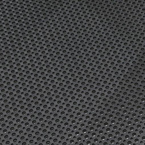 Caillebotis en caoutchouc noir pour entrées publiques - épaisseur 12,5 mm - trous 14 mm - usage extérieur et trafic intense_1