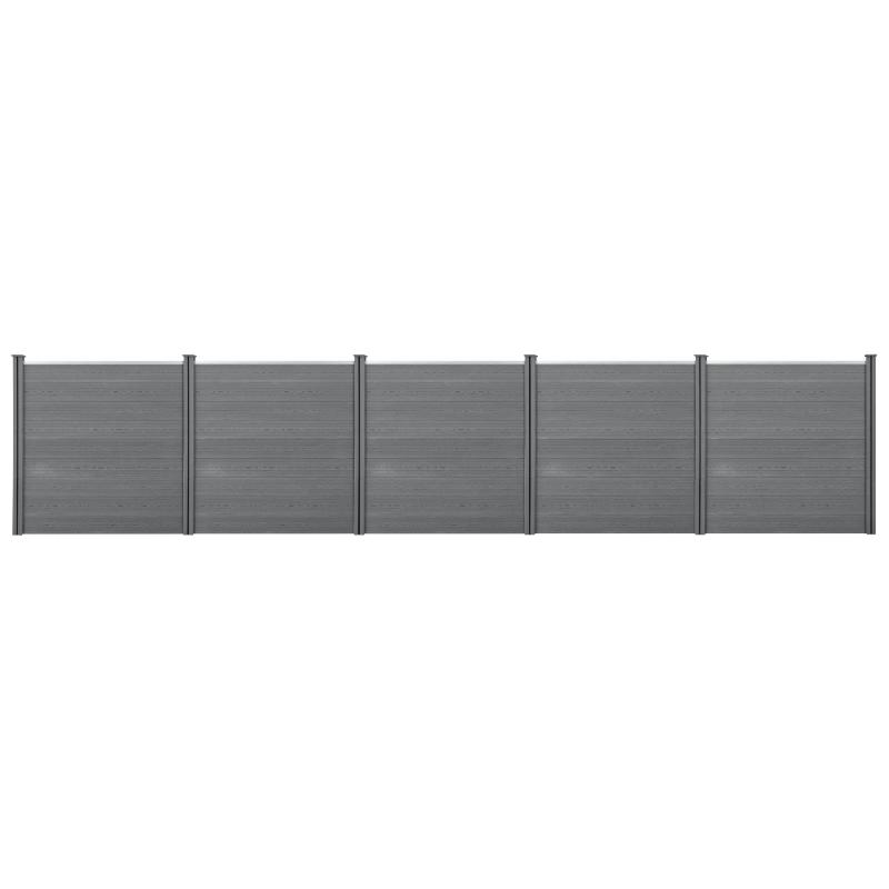 CLÔTURE BRISE VUE BRISE VENT BOIS COMPOSITE (WPC) 183 X 879 CM GRIS 03_0001452_0