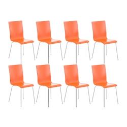 CLP Lot de 8 chaises en bois Pepe Orange - orange Bois manufacturé 152679409_0