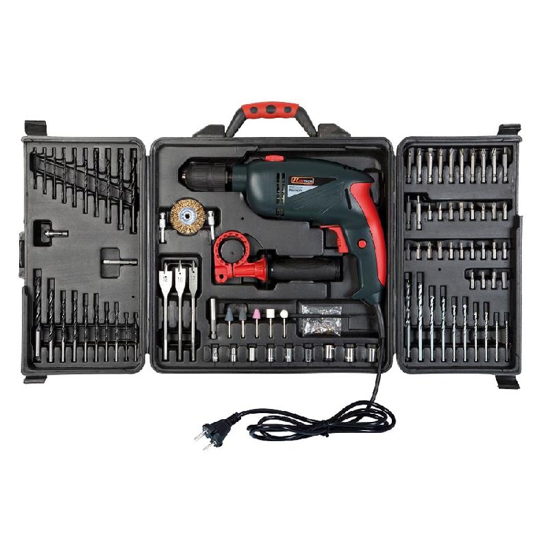 Coffret perceuse-visseuse 92 pièces 810 W - PRKIT92FP avec accessoires complets et percussion_0