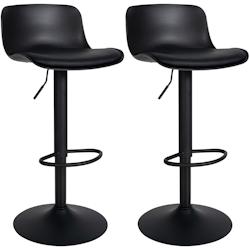 Décoshop26 - Lot de 2 tabourets de bar hauteur réglable et siège pivotant avec siège en plastique et PVC noir métal noir 10_0004016 - noir 300025_0