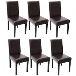Décoshop26 - Lot de 6 chaises de salle à manger synthétique marron pieds foncés CDS04239 - marron 3000073687150_0